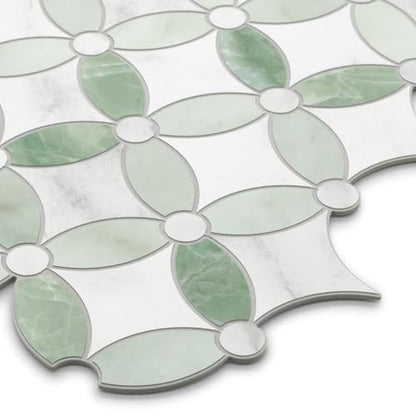 10-Sheet Peel and Stick Backsplash Coin Waterjet Tile, 11.2" x 11.2" Green Marble Looks Self Adhesive Wall Tile Stick on Backsplash for Kitchen, Bathroom, Fireplace, Shower