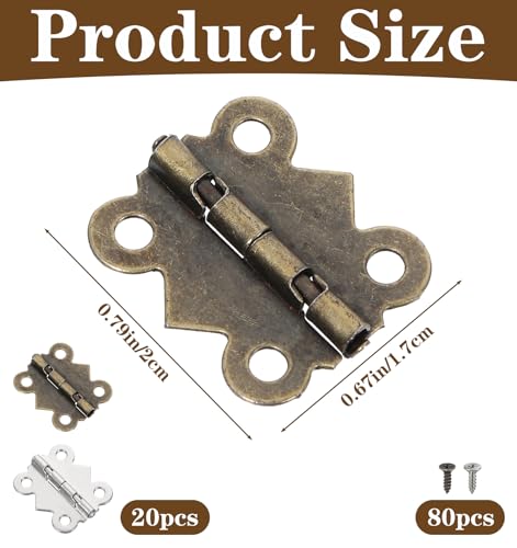 20 Pcs Small Hinges for Crafts, Tiny Hinges Antique Small Butterfly Hinge