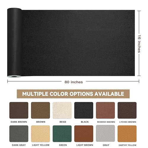 TIANLDD Leather Repair Tape,16 x 80 Inches Self Adhesive Leather Repair Patch，Leather Repair Kit for Furniture，Couches,Car Seats,Cabinets,Handbags(Black-Fine Lines) - color: Black-Fine Lines, size: 16" x 80"