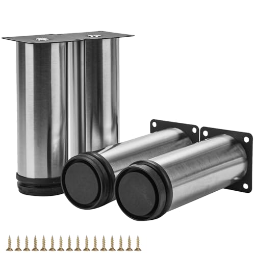 4 Inch Heavy-Duty Metal Furniture Legs 4-Pack Modern Round Feet - size: 4"/10cm