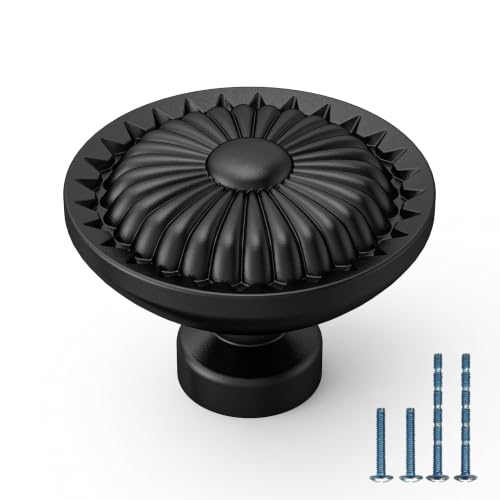 10 Pack Matte Black Cabinet Knobs, Kitchen Knobs - color: Matte Black, size: knob