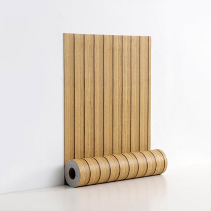 Teak Yellow Peel and Stick Slat Wall Panels,Wood Grain Paneling - color: Light Tan