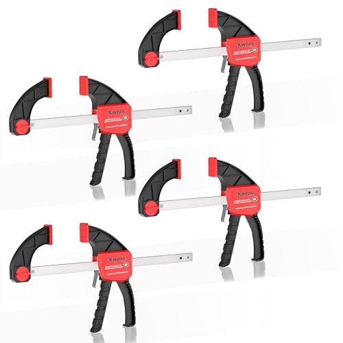 XINQIAO Bar Clamps for Woodworking 6 Inch (4) Wood Clamps Set, One-Handed Spreader with 150lbs for Stable and Reliable Fixing Solutions - size: 6IN 4PCS