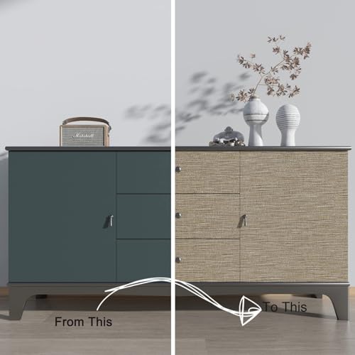 Decotalk Grass Cloth Wallpaper Peel and Stick Grasscloth Wallpaper Wall Cover Brown Grasscloth Textured Contact Paper Removable 17.7"x120" Self Adhesive Contact Paper for Cabinets Vinyl Wallpapers - size: 17.7" x 120"