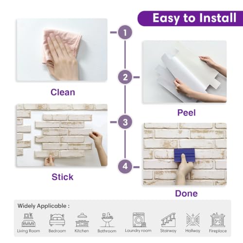 3D Peel and Stick Faux Brick Wall Panels 15.7" x 11.8" 10-Pack - color: BRICK-K