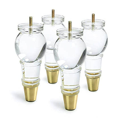 Acrylic Furniture Legs Replacement Sofa Feet Cabinet Modern Clear Decor DIY Legs Classical Style Set of 4 (7.1inch) - size: 7.1inch