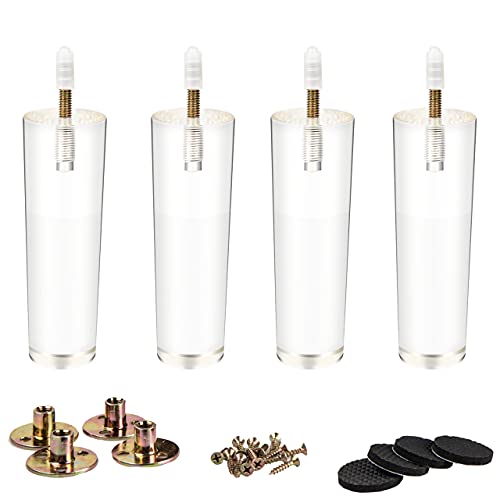 La Vane 4 inch Acrylic Tapered Furniture Legs with M8 Bolts & Plates,4PCS - size: 4"/10cm