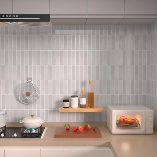 Peel and Stick Backsplash Tile for Kitchen, 10 Sheets, 11.42''x9'' - color: White/Gray