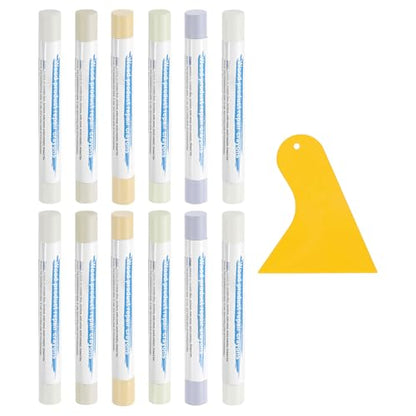 uxcell 12Pcs Wood Filler Sticks Kit, 12 Colors White & Light Brown Series - color: White Light Brown Series