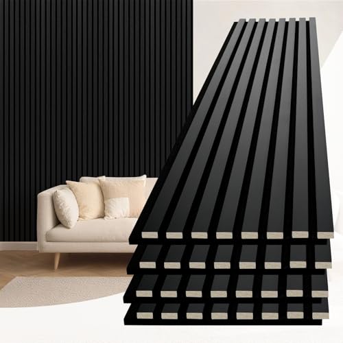 Art3d 94 x 12.6 in, Acoustic Lightweight Slat Wood Wall Panels, Matte Black - color: Matte Black, size: 94 x 12.6 Inch