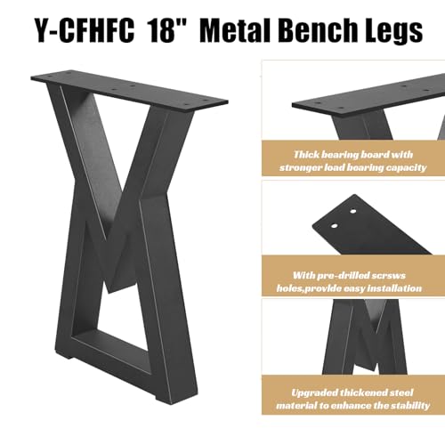 18 '' Metal Table Legs Bench Legs for DIY Furniture, Coffee Side & End Table, Nightstand, Modern Desks, Heavy Duty Black Chair Feets (H18 x W13, V Shape) - size: 18 '' V Shape