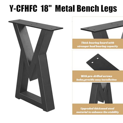 18 '' Metal Table Legs Bench Legs for DIY Furniture, Coffee Side & End Table, Nightstand, Modern Desks, Heavy Duty Black Chair Feets (H18 x W13, V Shape) - size: 18 '' V Shape