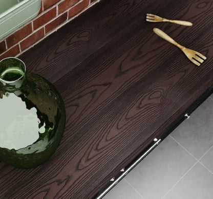 Livelynine Dark Brown Wood Contact Paper 15.8x197 Walnut Textured Wood Grain Countertop Peel and Stick Waterproof Counter Top Vinyl Wrap Desk Wallpaper Kitchen Cabinet Covers Table Dresser Covering - color: Brown Wood, size: 15.8" x 197"