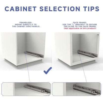 6 Pair 24 Inch (600mm) Undermount Soft Close Drawer Slides - size: 24 Inch-6 Set