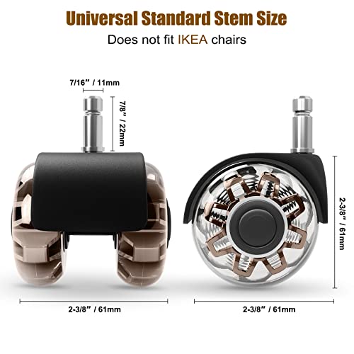 Omyoffice 2" Office Chair Wheels Set of 5, Brown Heavy Duty Chair Caster - color: Brown