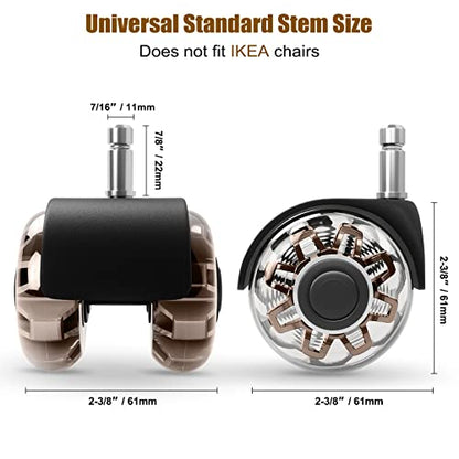 Omyoffice 2" Office Chair Wheels Set of 5, Brown Heavy Duty Chair Caster - color: Brown