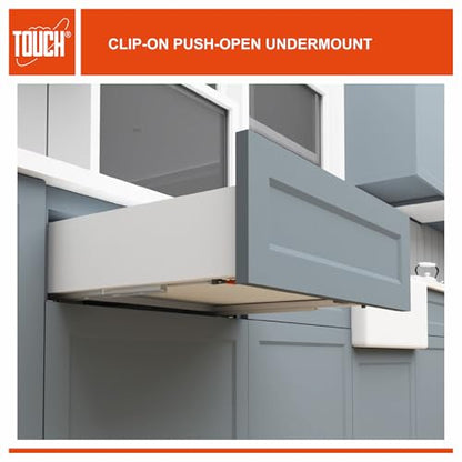 Undermount Drawer Slides 18 Inch, Push-Open, for 1/2 and 5/8 Inch Drawer Panels, 1 Pair, Concealed Bottom Mount, 75 lb Capacity, 3D Adjustable, Cold-Rolled Steel - color: PUSH-OPEN, size: 18 Inch
