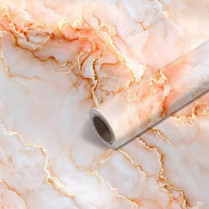 Nuxovilar White Orange Marble Wallpaper Peel Stick Vinyl 15.75x39.37 - color: Yhd04229, size: 15.7" x 39.4"
