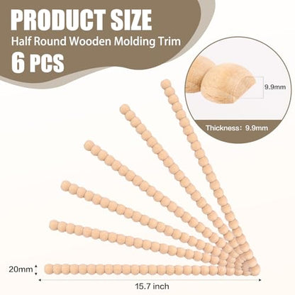 Wood Bobbin Trim Molding Beaded Wood Trim 15.7 Inch Long - size: 20mm