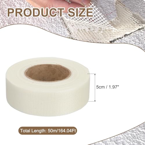 PATIKIL Drywall Repair Mesh Tape, 2 inch x 164 ft Fiberglass Repair Patch Self-Adhesive Dry Wall Joint Tape 12 Mesh Wall Hole Crack and Seam Patch, White - size: 2 inch x 164 Feet