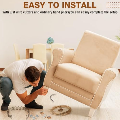 MorningRo 8 Pcs 23 Inch Couch Upholstery Spring Repair Replacement Kit - 8 Heavy-Duty Springs, 16 Spring Clips, 64 Nails, 40ft Steel Stay Wire for Fixing Sagging Cushions in Sofa Recliner Chair - size: 23 Inch