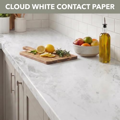 Extra-Thick Marble Contact Paper (Matte Finish, Cloud White) 3.9" x 393.7" - color: Cloud White (Matte), size: 3.9" x 393.7"