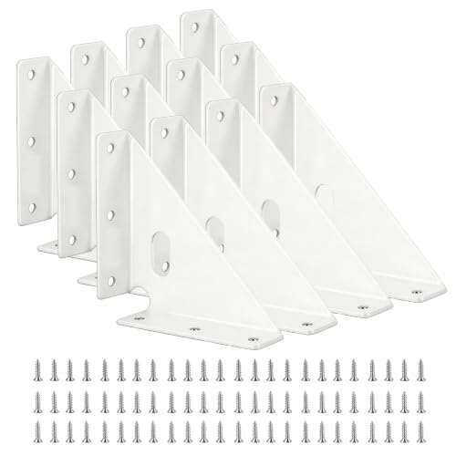 12 Pcs Heavy Duty Gusset Joints, Trapezi Corner Code (White) - color: 12 Pcs Gusset Joints (White)