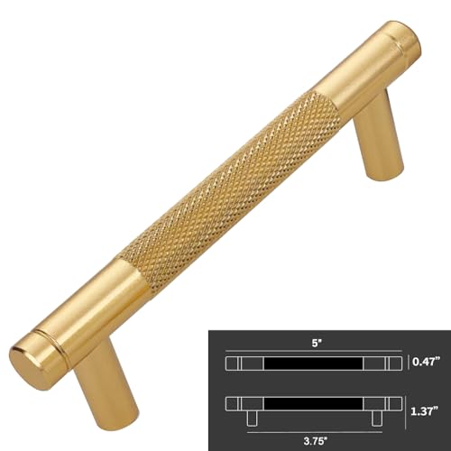 24 Pack 3 3/4 Inch 96 mm Bar Cabinet Pulls Gold Knurled Handles for Brushed Gold Drawer Pulls Cupboard Aluminum Handles Cabinet pull0820 (3 3/4 Inch, Set of 24, Gold) - color: Gold, size: 3 3/4 Inch