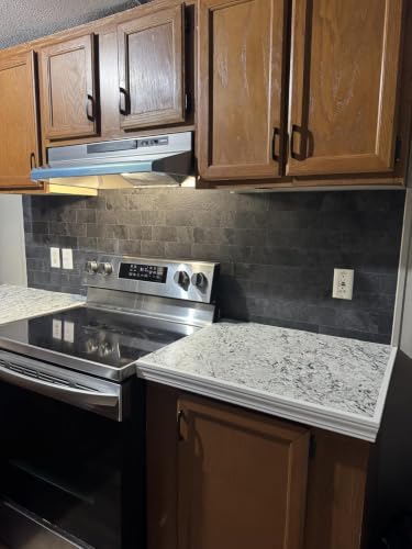 2026 New Upgrade Peel and Stick Backsplash Tile, Peel and Stick 11.34" X 11.57" Wall Tile for Kitchen, Bathroom, Fireplace, Laundry (Dark Rock, 10 Packs) - color: Dark Rock