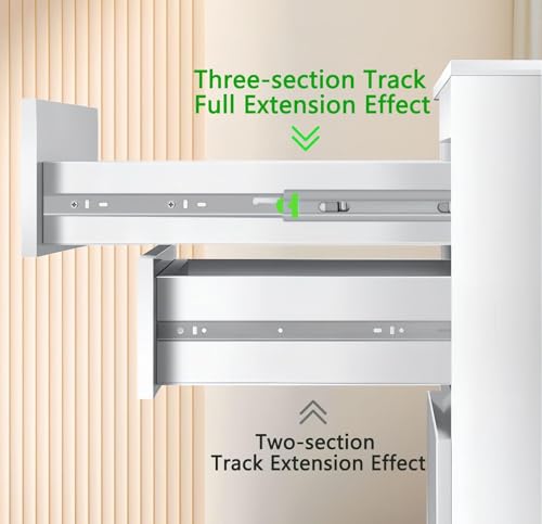 Soft Close 22" Drawer Slides, Full Extension Side Mount, 10 Pairs - size: 22 Inch