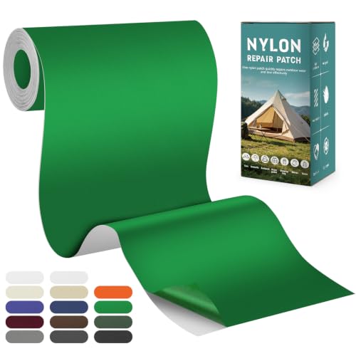 Nylon Tent Repair Tape, Self-Adhesive Fabric Patch Kit Green - color: Green