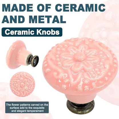 Biaungdo 12 Pcs Pink Ceramic Kitchen Cabinet Knobs - color: Pink