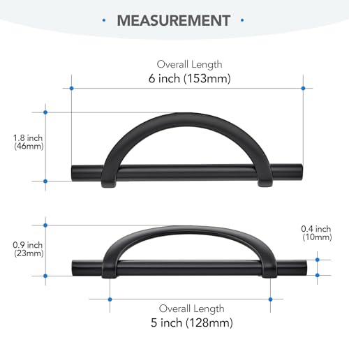 HOME EDIT Matte Black Cabinet Pulls Curved, 5 Inch/128 mm, 10 Pack - color: Matte Black, size: 5 Inch Hole Center