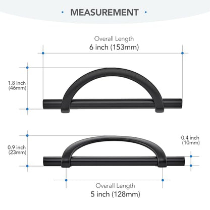 HOME EDIT Matte Black Cabinet Pulls Curved, 5 Inch/128 mm, 10 Pack - color: Matte Black, size: 5 Inch Hole Center
