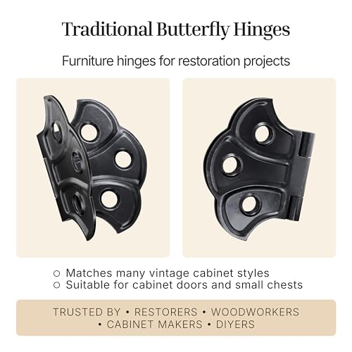 Oil Rubbed Bronze Butterfly Hinges - 2" x 1-7/16" - Pack of 2 - Surface Mount Hinges for Cabinet Doors and Boxes - UA-262-HOB (1) - color: Oil Rubbed Bronze