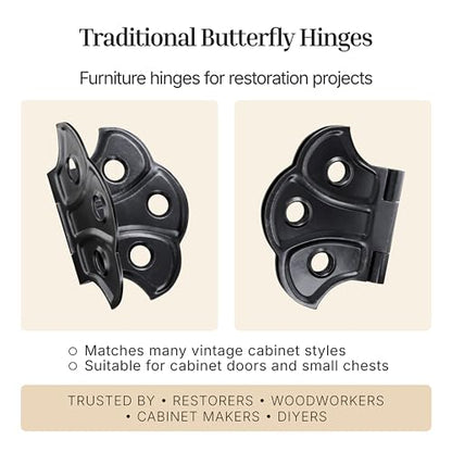 Oil Rubbed Bronze Butterfly Hinges - 2" x 1-7/16" - Pack of 2 - Surface Mount Hinges for Cabinet Doors and Boxes - UA-262-HOB (1) - color: Oil Rubbed Bronze