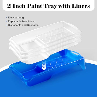 Mister Rui 25Pc 2" Foam Paint Roller Kit with Tray Liners & Sponge Brushes - size: 2 Inch,25 Pack