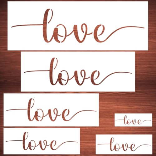 Large Love Stencils for Painting - 6 Pack Love Stencil Templates for Painting on Wood, Reusable Letter Stencils for Chalkboard Wood Crafts Signs & Home Front Door Mat Decorations - style: Love