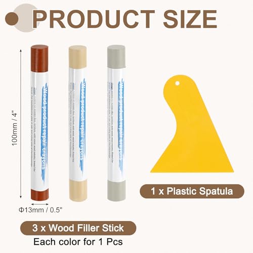 uxcell 3Pcs Wood Filler Sticks, Wax Crayons, 3 Colors Multicolor Series - color: Multicolor Series