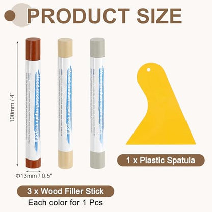 uxcell 3Pcs Wood Filler Sticks, Wax Crayons, 3 Colors Multicolor Series - color: Multicolor Series