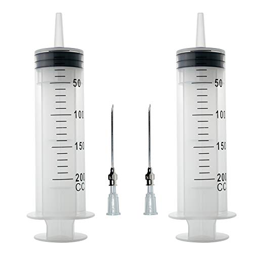 2Pcs-200ml Kitchen Syringe - Large Volume Plastic Glue Dispensing Syringe With Needle (200cc/200ml) - size: 200ml