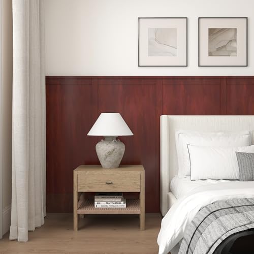 JSEVEM 24"×354" Wide Thick Cherry Wood Wallpaper Peel and Stick Waterproof Red Brown Mahogany Wood Grain Contact Paper Vinyl Wrap Removable Matte Textured Wall Sticker for Bedroom Bathroom Cabinets - color: Red Brown, size: 24" x 354"