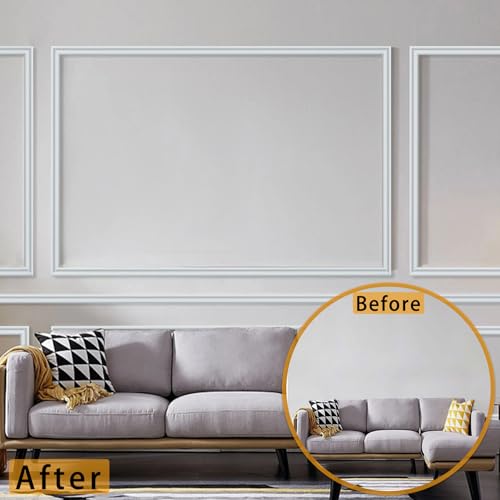 Hungbak 480"L x 1"W Peel and Stick Chair Rail Panel Molding, Pre-Primed Trim for Home Decoration & Wall Protection - size: 480"L x 1"W