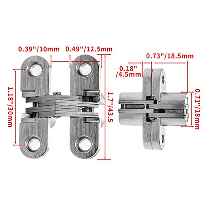 1-3/4" Hidden Hinge Stainless Steel 180 Degree, 4pcs - size: 44.5 mm, 4 PCS