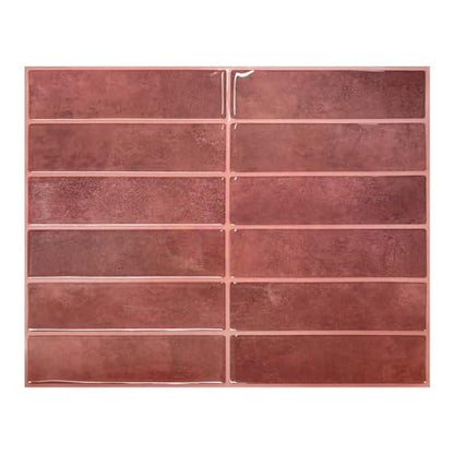 Peel and Stick Backsplash Tile for Kitchen, 10 Sheets, 11.42''x9'' - color: Wine Red