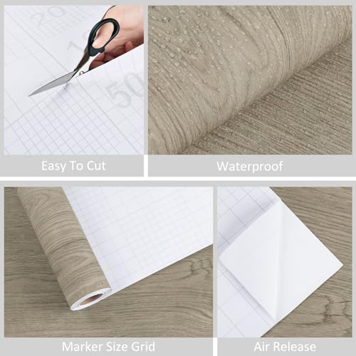 WESTICK Light Wood Contact Paper Brown Wood Grain Wallpaper Peel and Stick Countertops Waterproof Wood Countertop Contact Paper for Kitchen Island Table Cabinets Dresser Desk Shelf Liner 15.8" x 78" - color: 5.brown, size: 15.8" x 78"