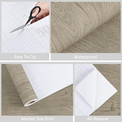 WESTICK Light Wood Contact Paper Brown Wood Grain Wallpaper Peel and Stick Countertops Waterproof Wood Countertop Contact Paper for Kitchen Island Table Cabinets Dresser Desk Shelf Liner 15.8" x 78" - color: 5.brown, size: 15.8" x 78"