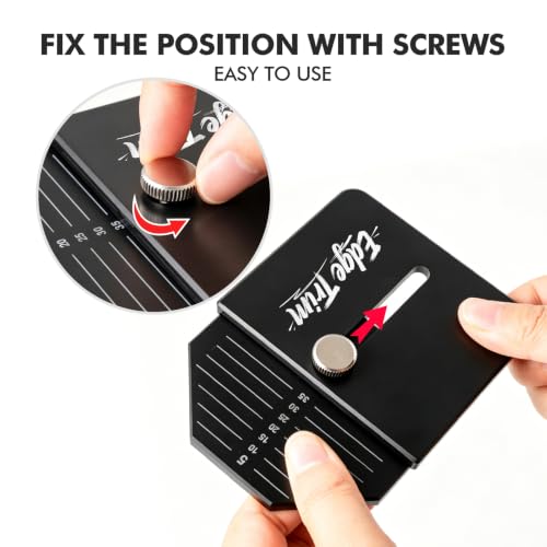 FOSHIO Aluminum Edge Trimming Template Tool, Adjustable Edge Distance (5-35mm), Straight Line Cutting Guide for Furniture, Cabinet, Countertop, Window Tint & Vinyl Wrap
