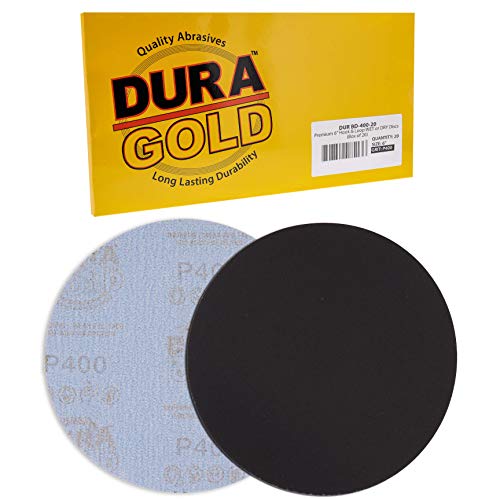 Dura-Gold 6" Wet or Dry Sanding Discs, 320 Grit (Box of 20), Hook & Loop - size: 400-Grit
