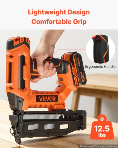 VEVOR Cordless Finish Nailer 20V 16GA Straight Cordless Nailer with Battery - size: 16 Gauge - 1 Battery